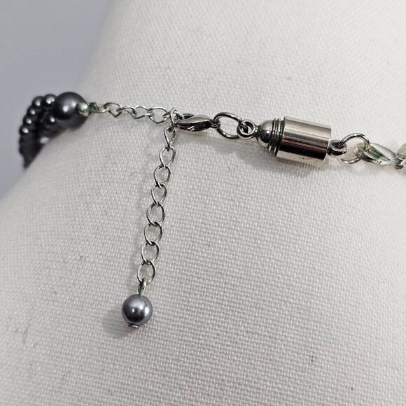 RMN Roman Co Vintage Multi Strand Twist Gray And Silver Beaded Chunky Necklace - Picture 4 of 7